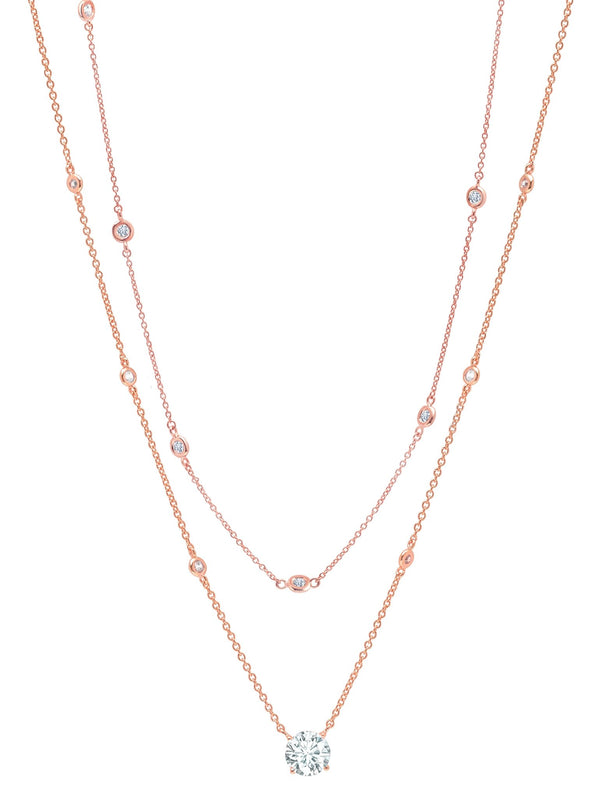 Carlton London White Rose Gold-Plated Layered Necklace Fjn3859 – Carlton  London Online