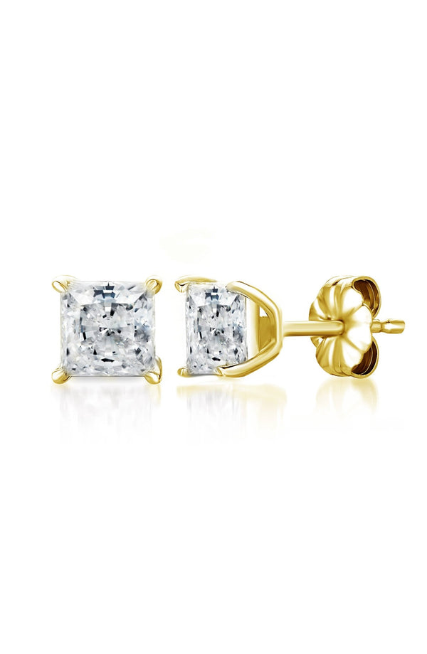 Buy 0.50 Carat (ctw) 14K Yellow Gold Princess Cut White Diamond Ladies Stud  Earrings 1/2 CT Online at Dazzling Rock