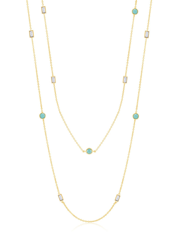 Hubei Turquoise 4-12mm Station Necklace 9ct Gold - QVC UK