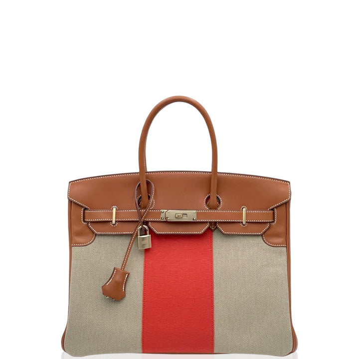 Hermes Birkin 35 Toile Barenia Natural 34 Fauve 9T Capucine