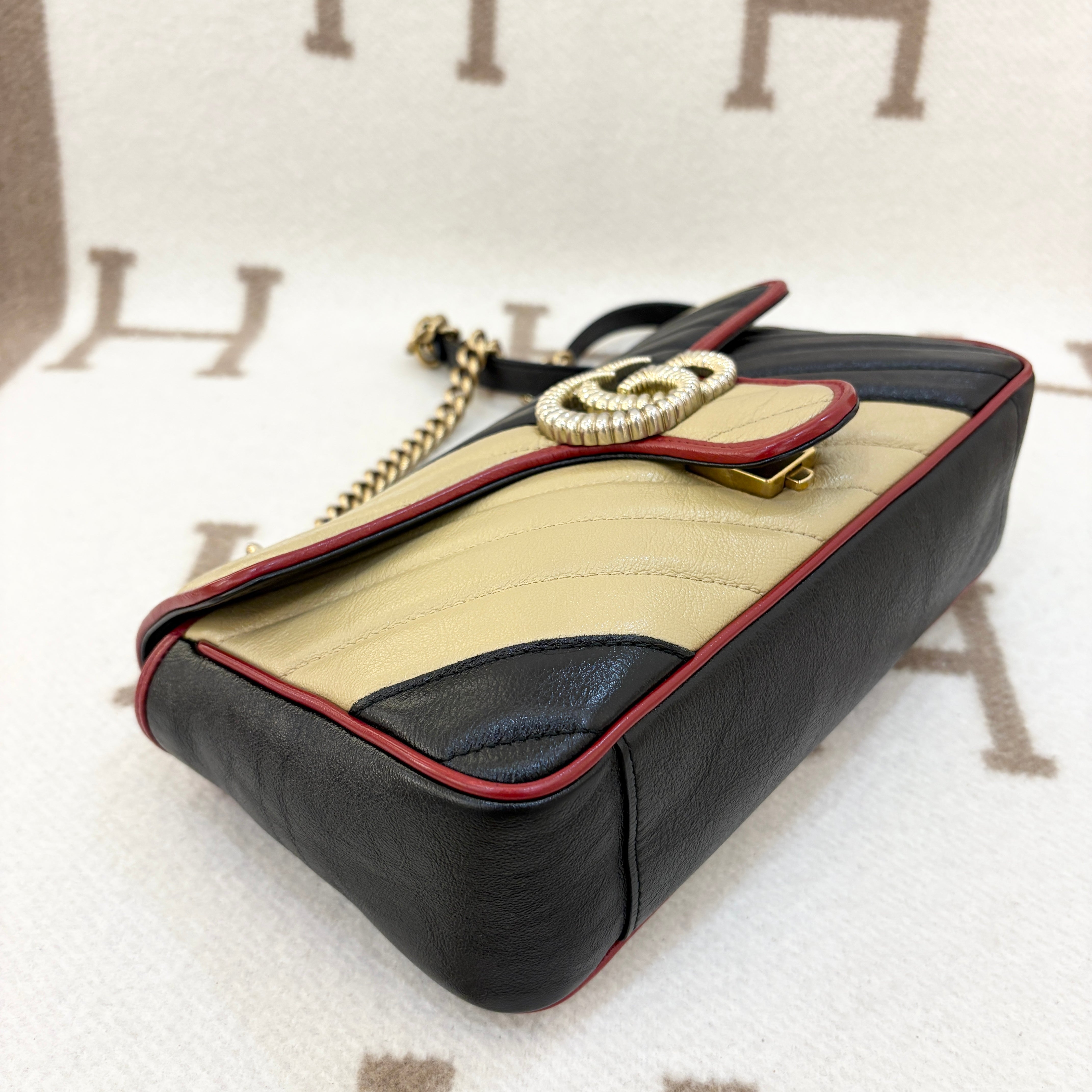 Gucci Medium GG Marmont Calfskin Black Khaki - 0408m2-10_068282c8-0962-472d-b5ed-ec38f413667c