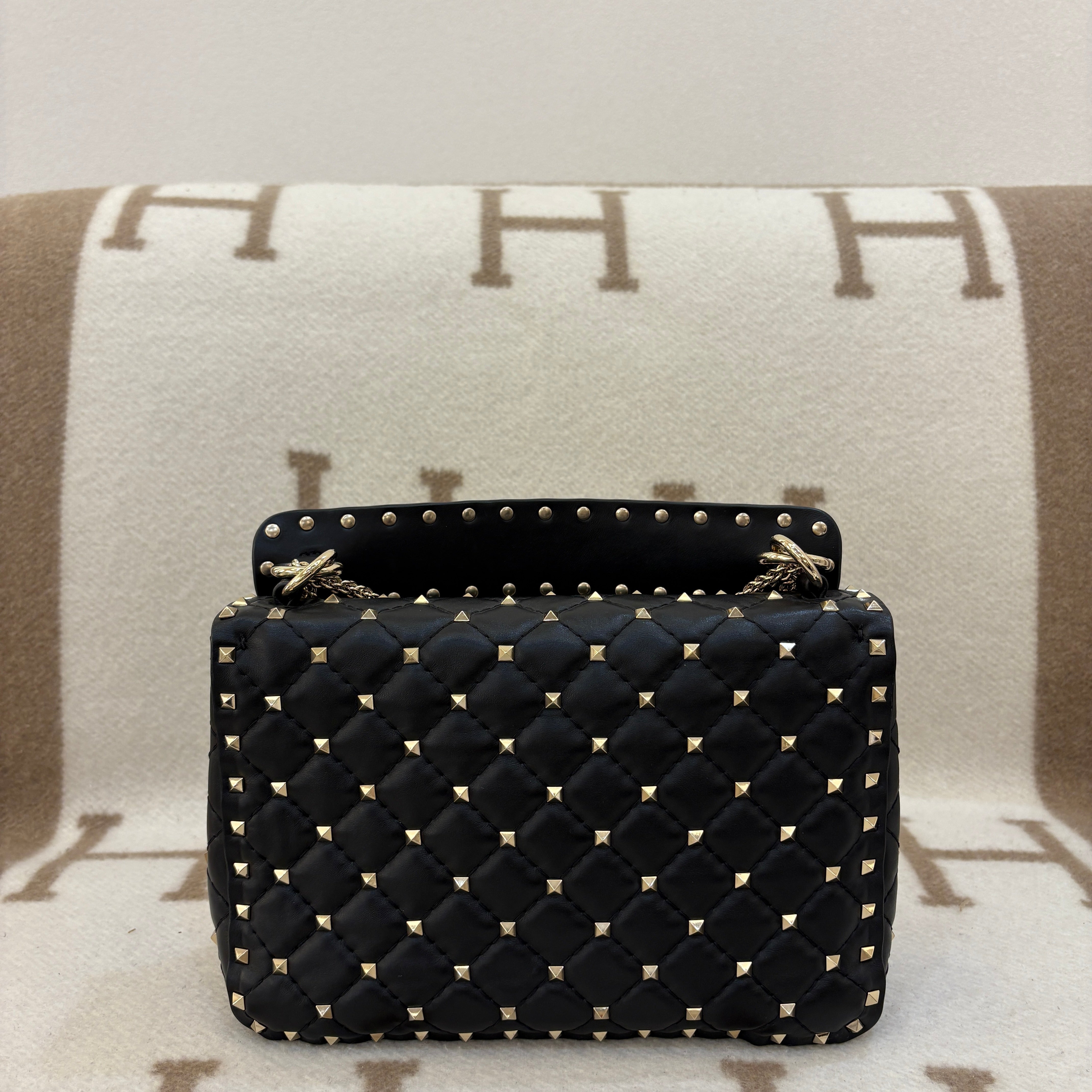 Valentino Rockstud Shoulder Bag Lambskin Black White - 0429v3-5