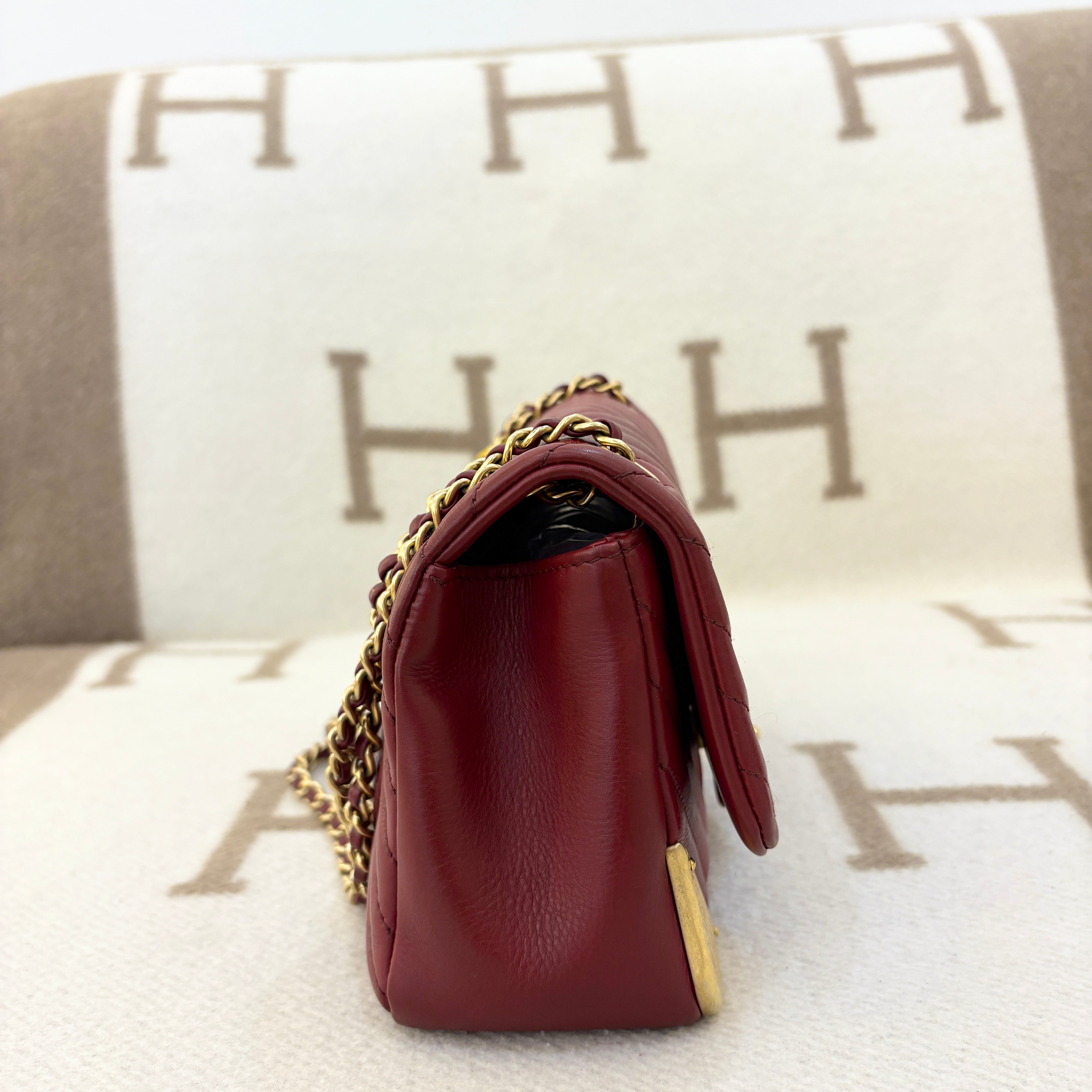 Chanel Mini Flap Calfskin Burgundy Gold - 0524s2-5