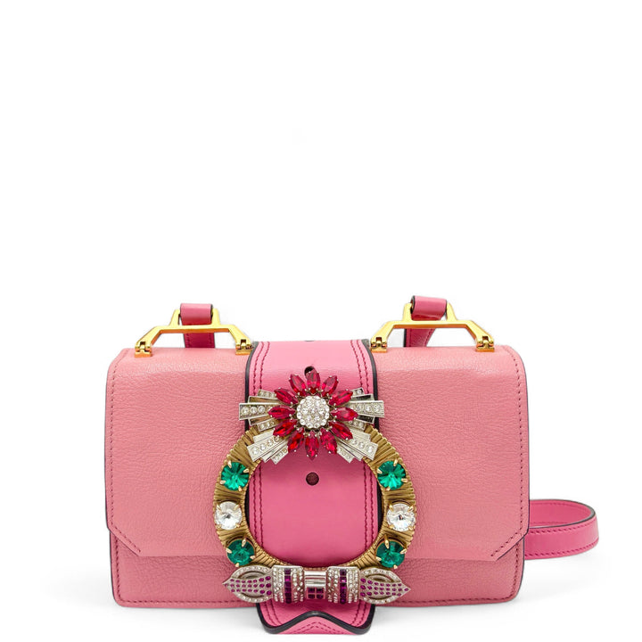 Miu Miu Shoulder Bag Calfskin Diamond Pink