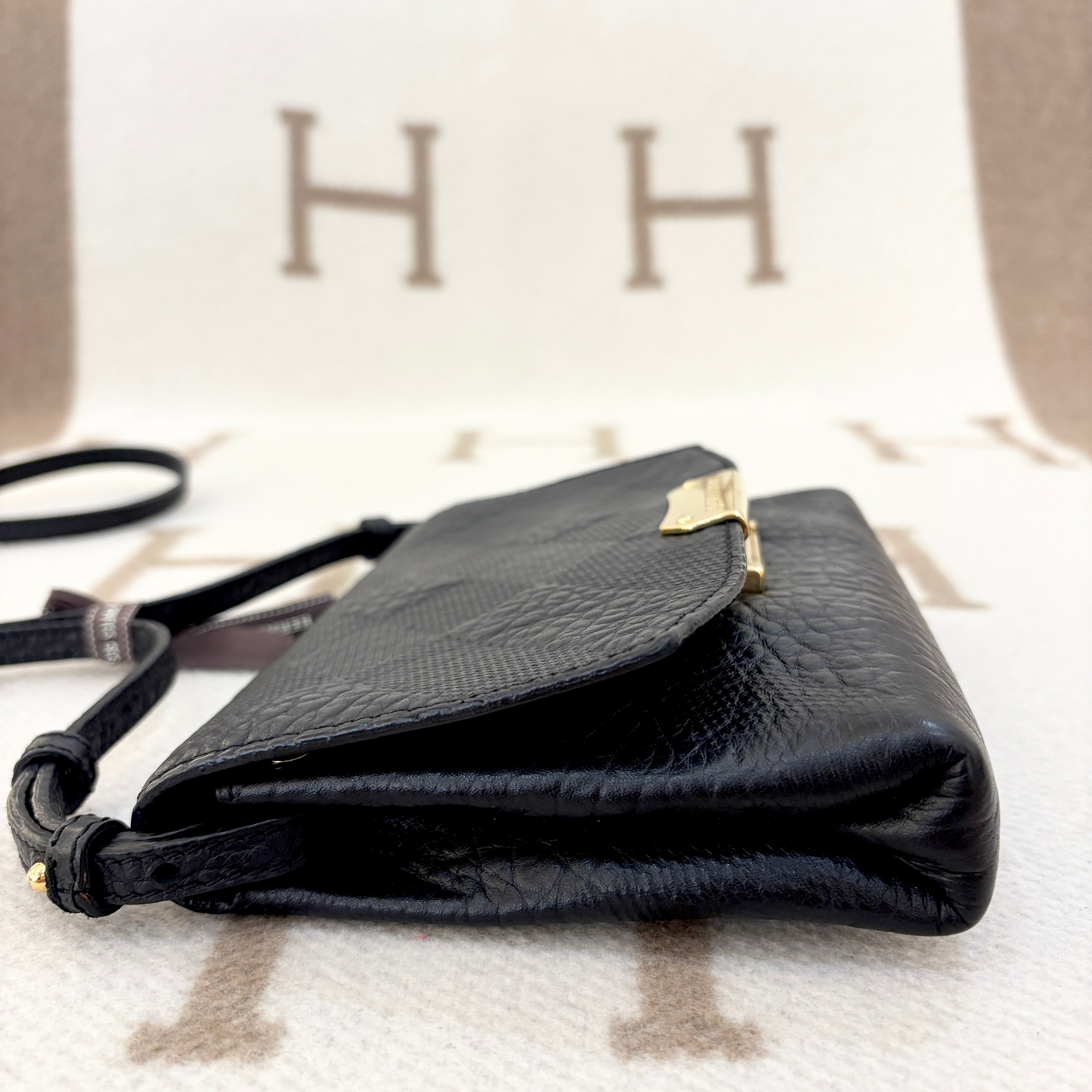 Burberry Langley Crossbody Signature Grained Calfskin Check Embossed Black - 0531m2-6