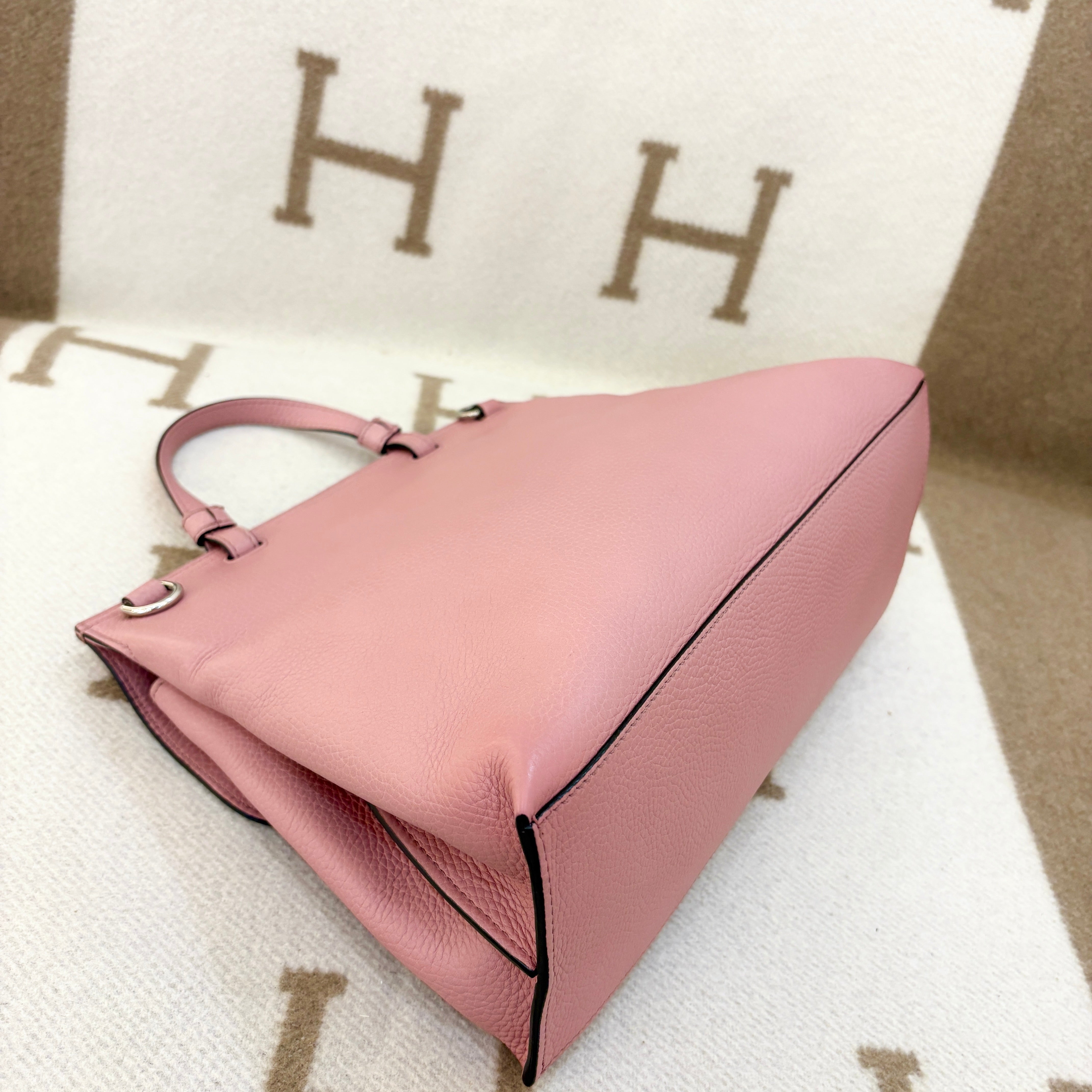 Gucci Medium Bamboo Daily Top Handle Bag Calfskin Pink Black - 0609m4-11