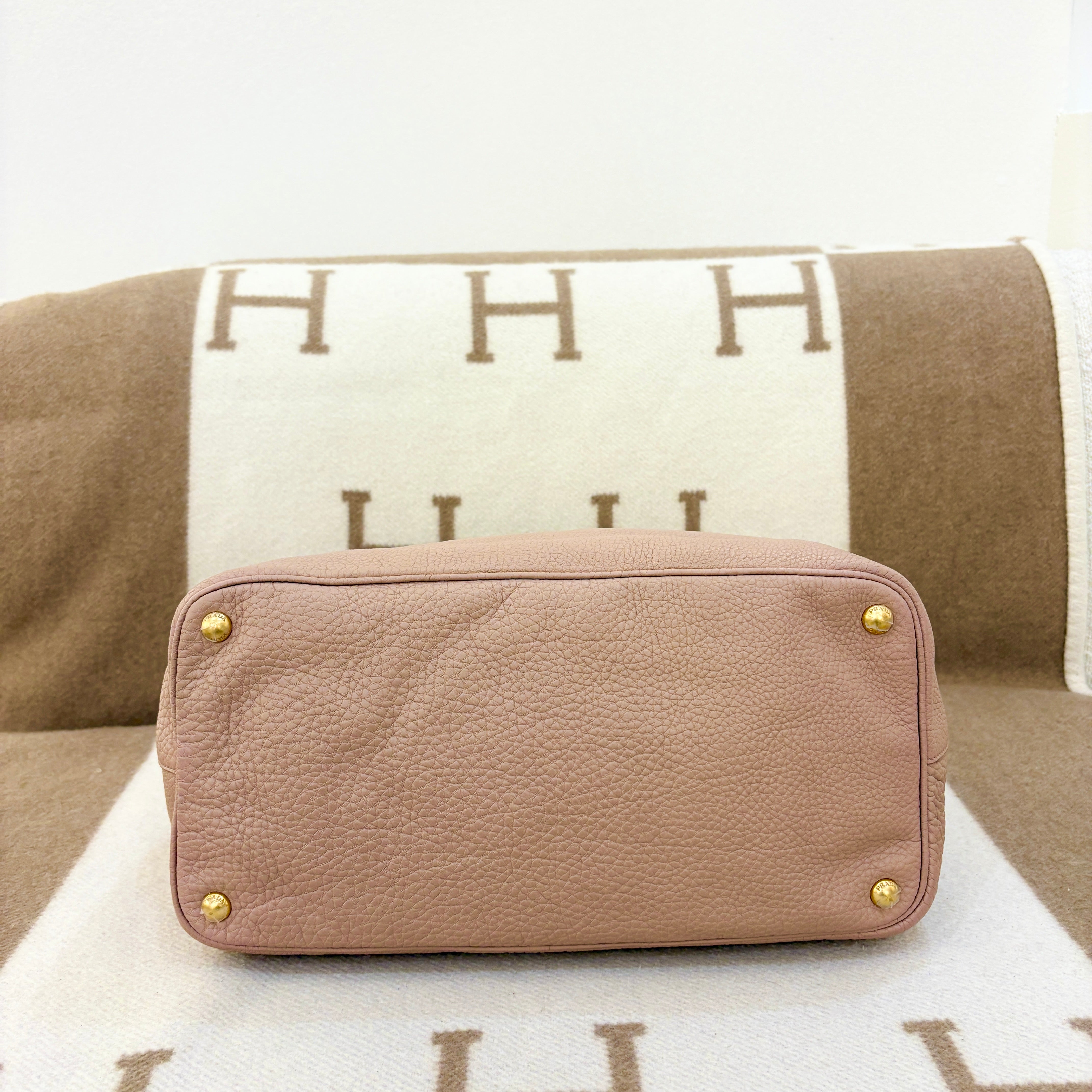 Prada Large Galleria Double Zip Tote Grained Calfskin Pink - 0614p1-8