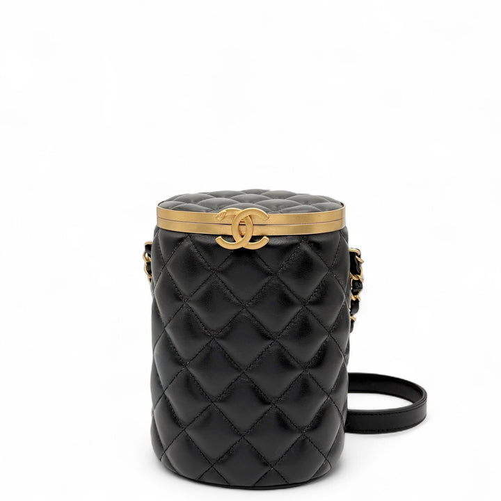 Chanel Quilted Crown Box Lambskin Black