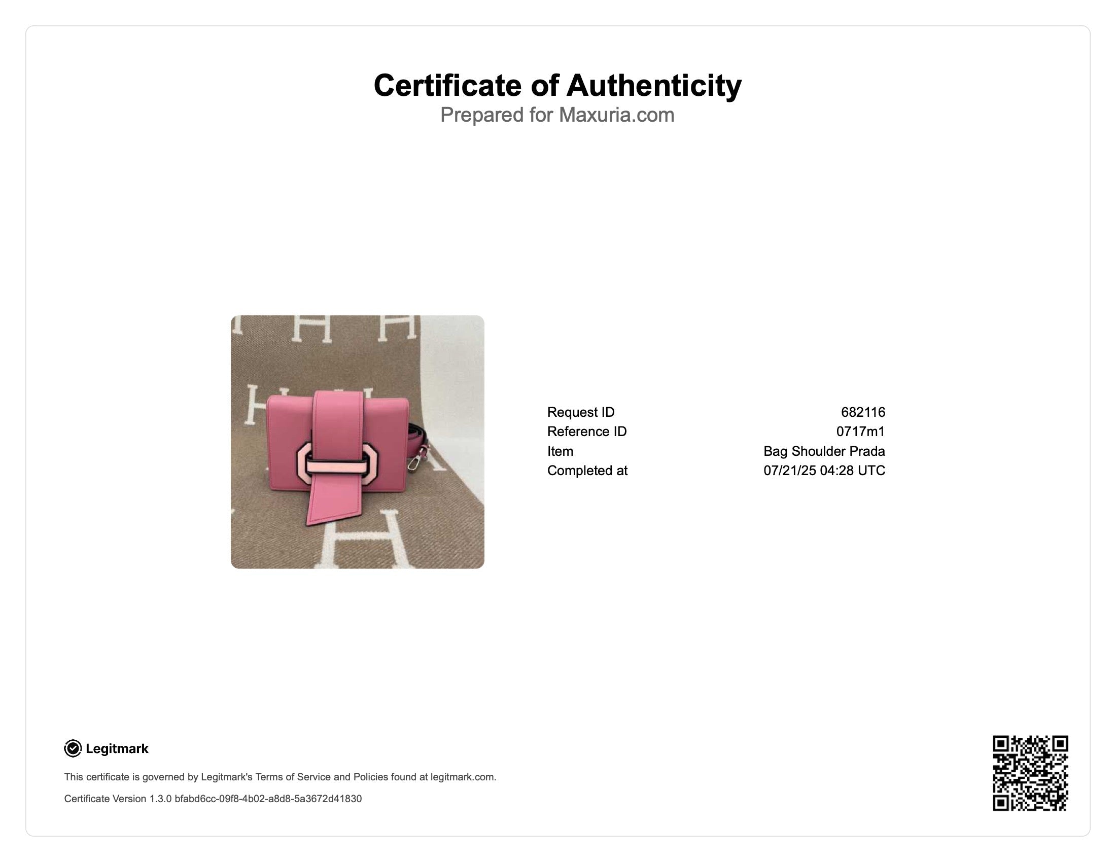Prada Shoulder Bag Calfskin Pink - 0717m1-3