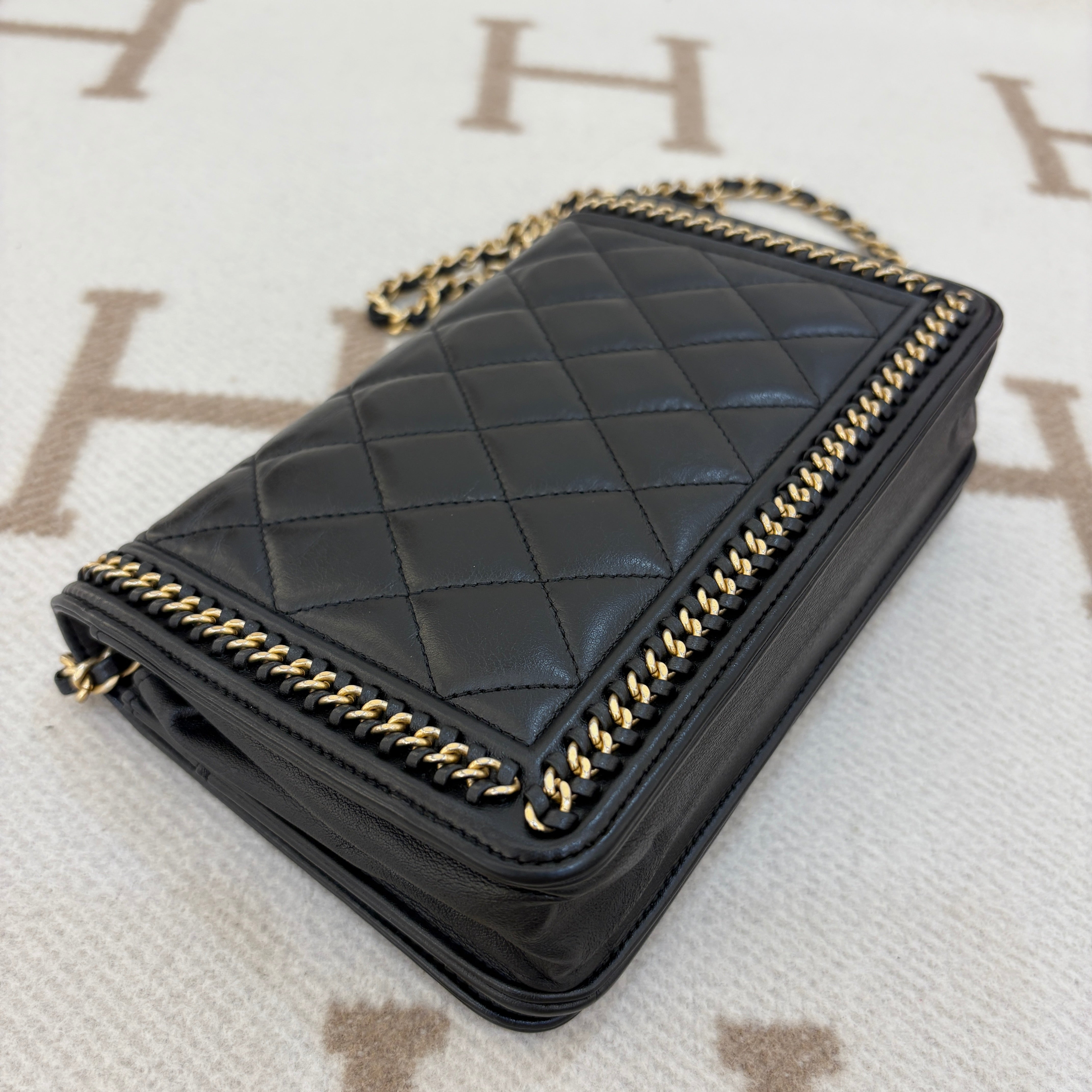 Chanel Boy Wallet On Chain WOC Calfskin Black - 0717m7-11