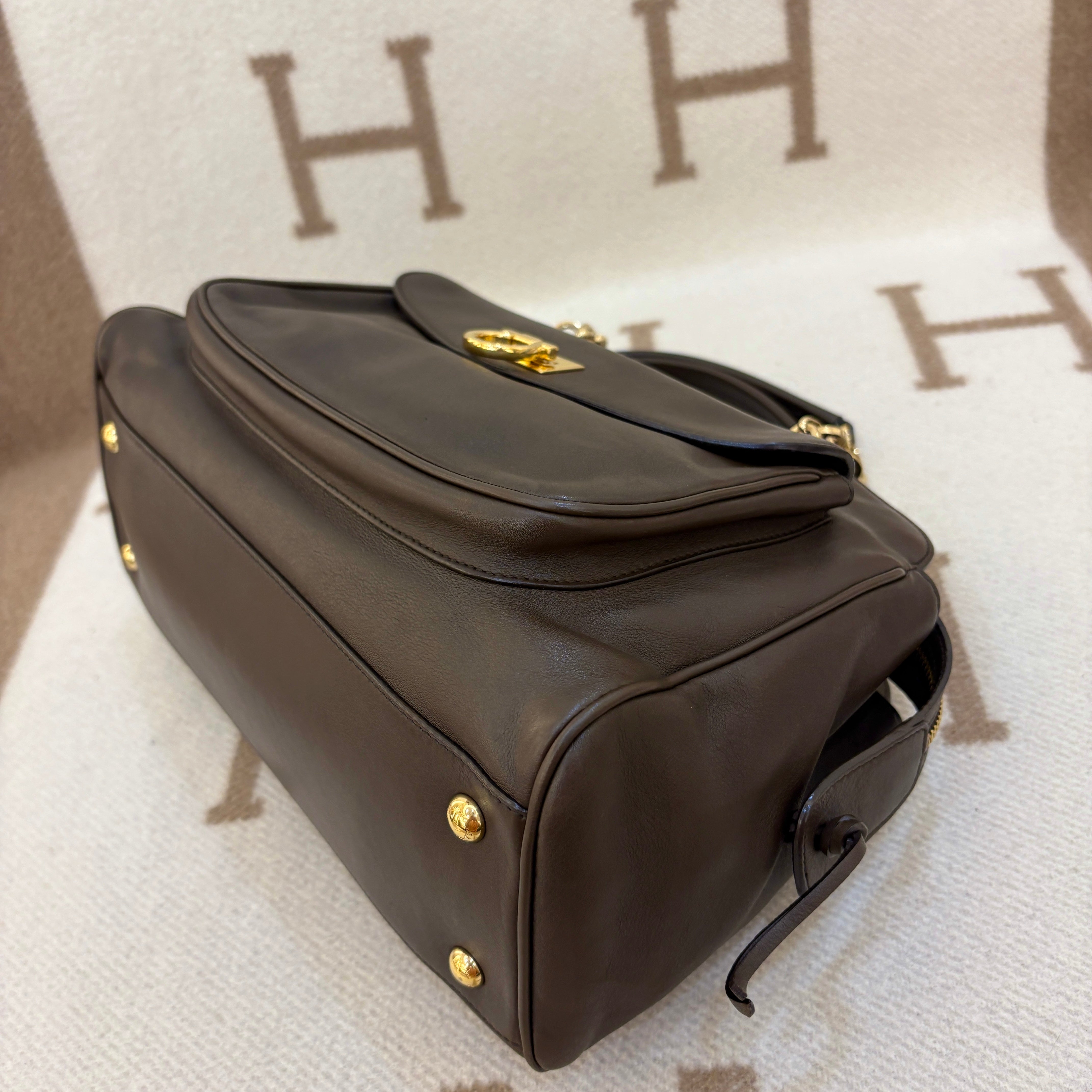 Salvatore Ferragamo Shoulder Bag Calfskin Dark Brown - 0723m5-7