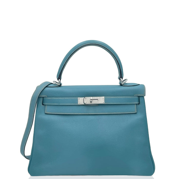 Hermes Kelly 28 Epsom 75 Bleu Jean