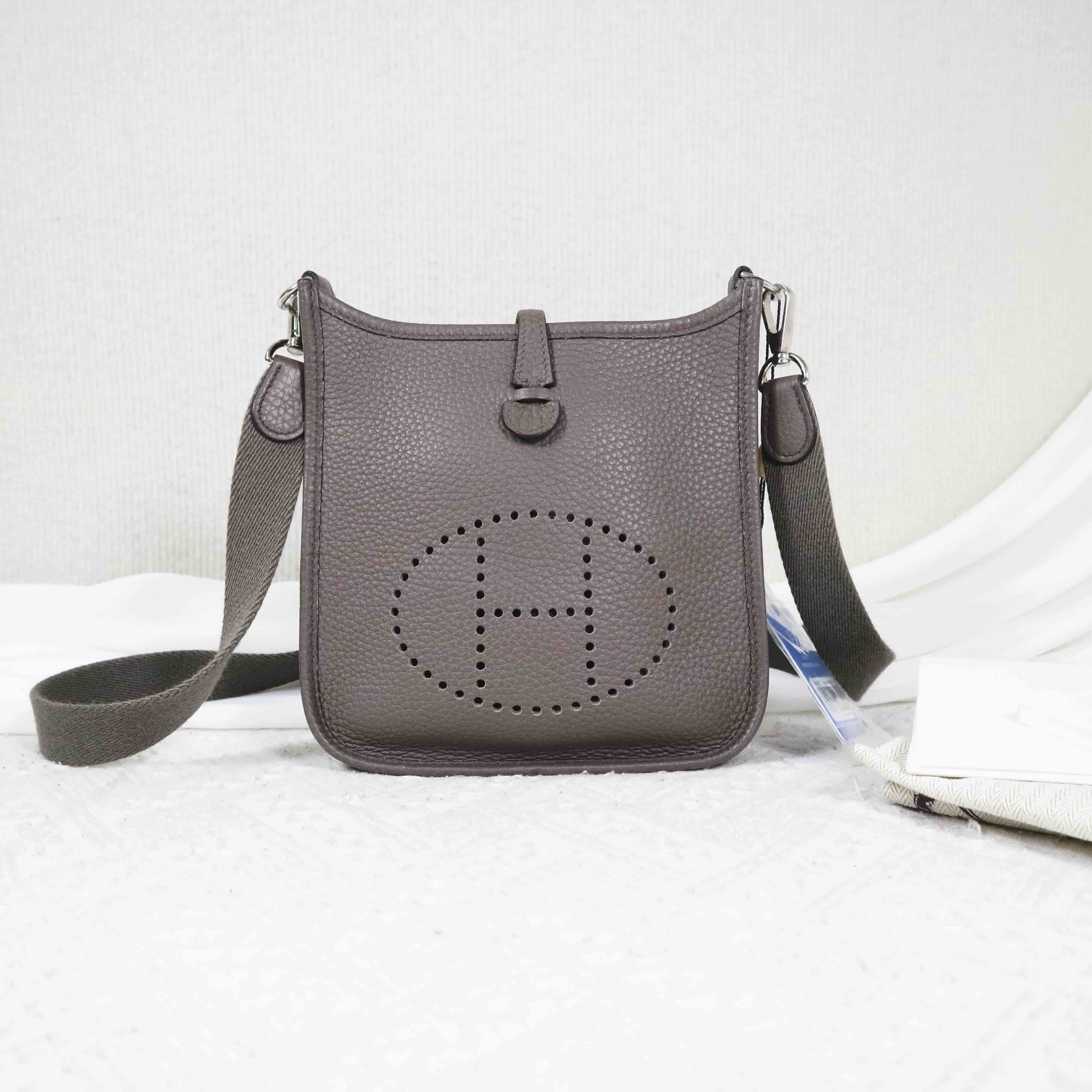 Hermes Mini Evelyne Taurillon Clemence 8F Etain - mm13639530-2