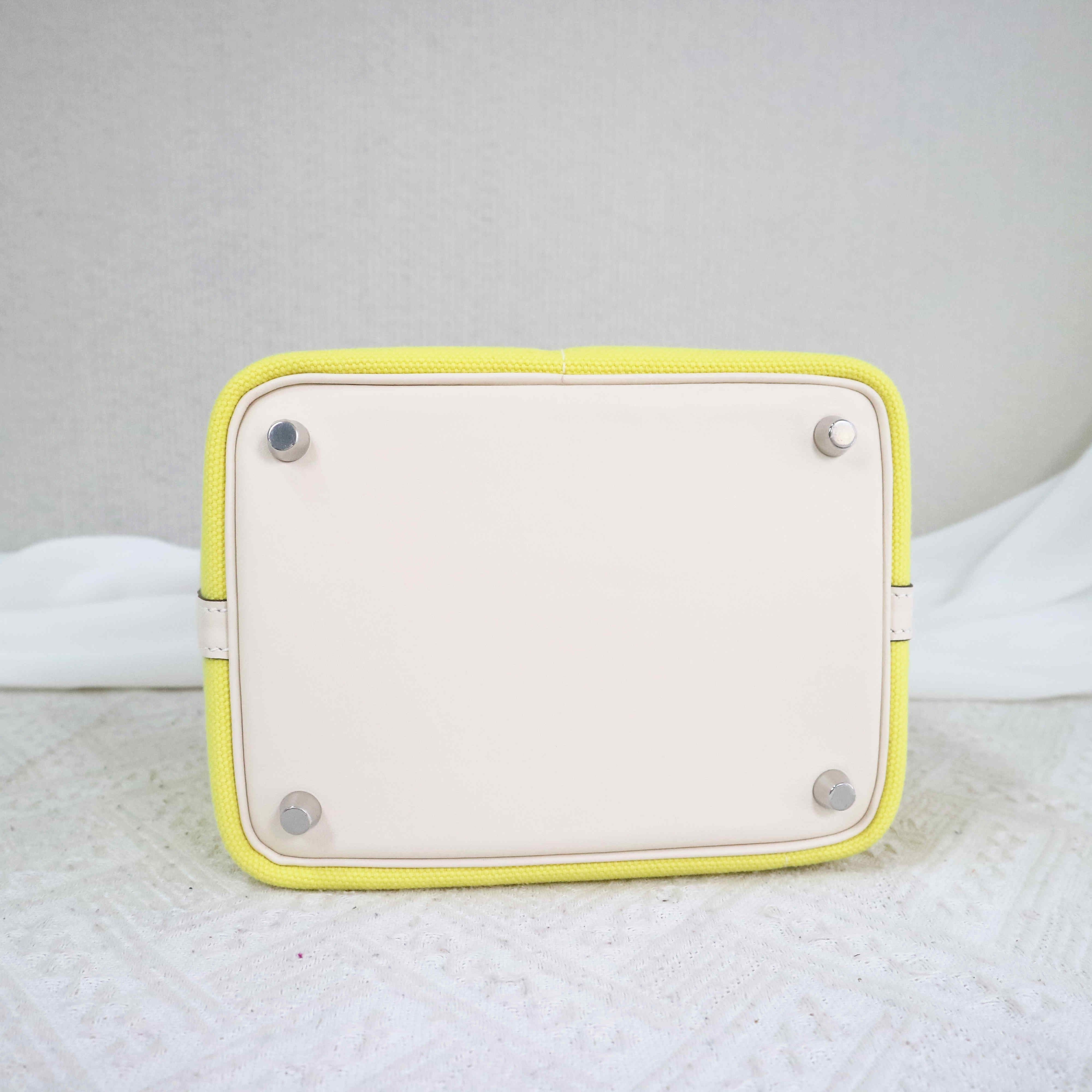 Hermes Cargo Picotin 18 Toile Swift 9N Jaune Citron I2 Nata - mm14811254-5