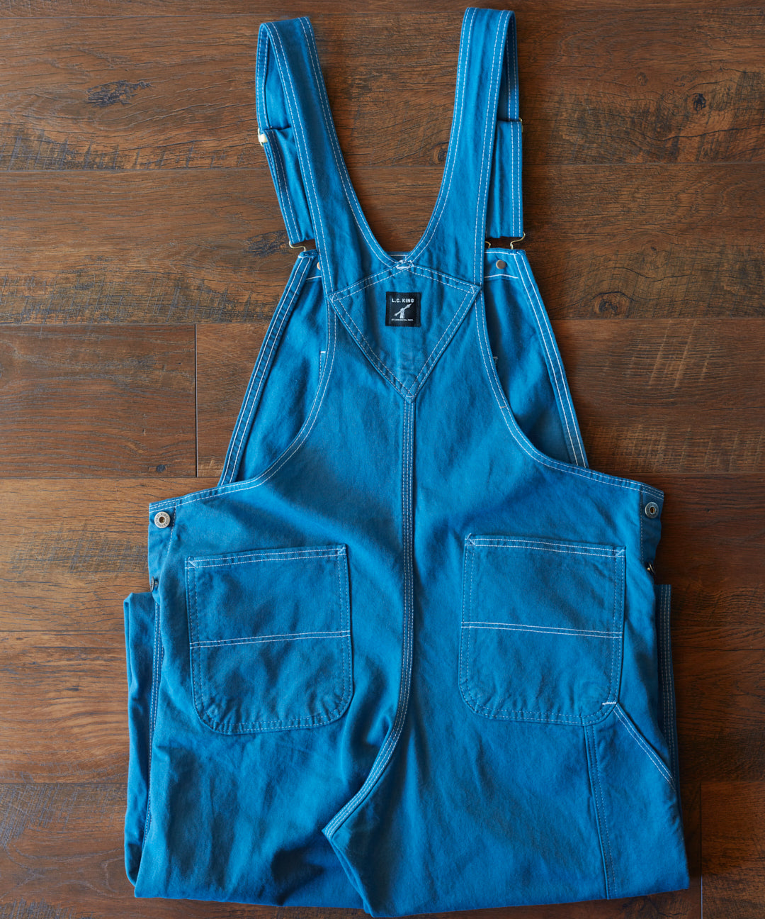 LC King Tailored Fit Over-Dyed Arctic Blue High Back Overalls