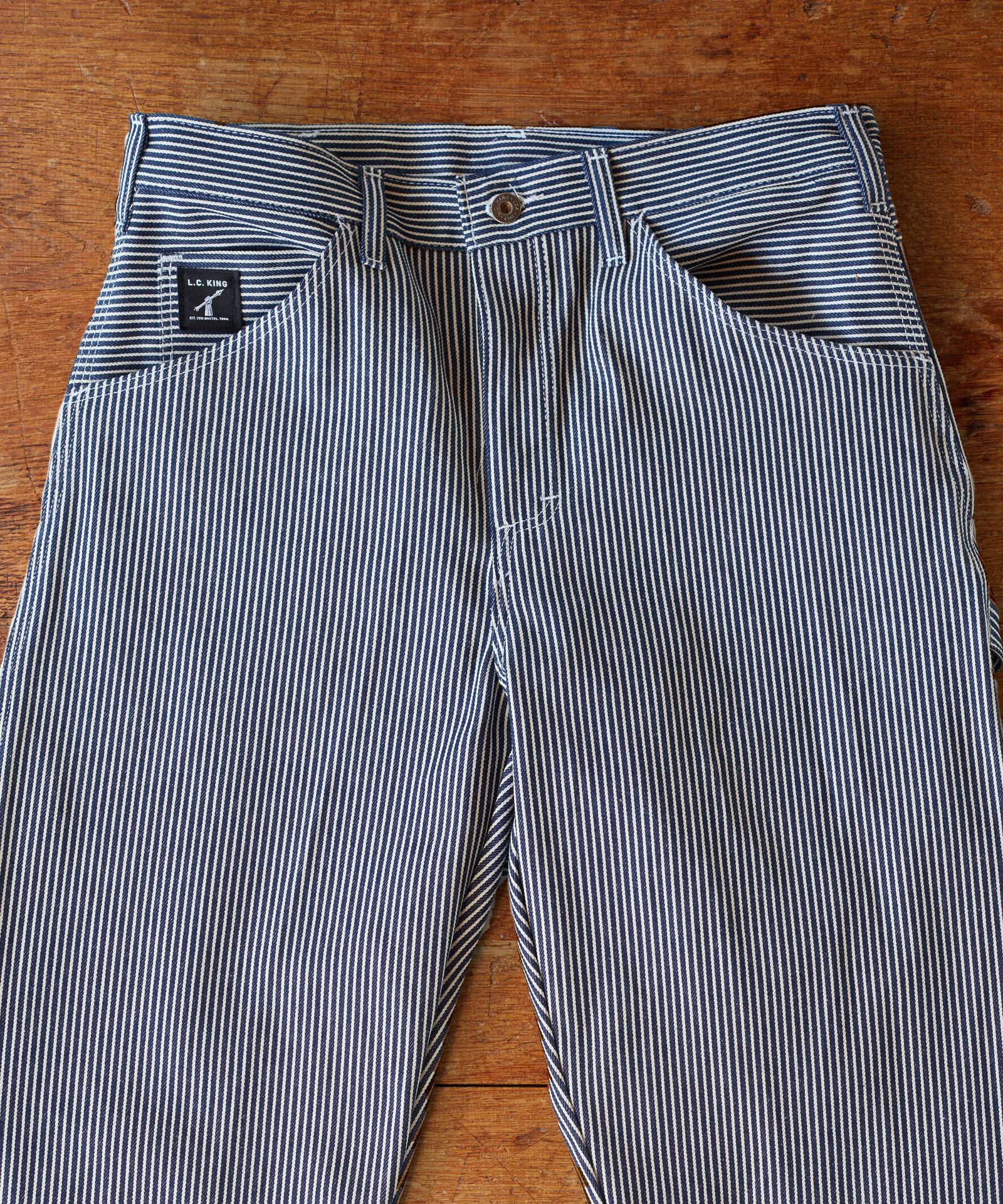 hickory stripe carpenter pants