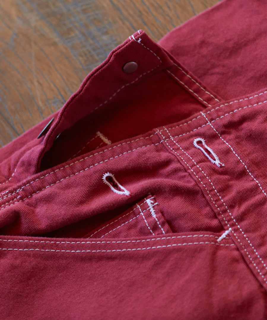 Women's Tailored Fit Over-Dyed Brick Red High Back Overalls