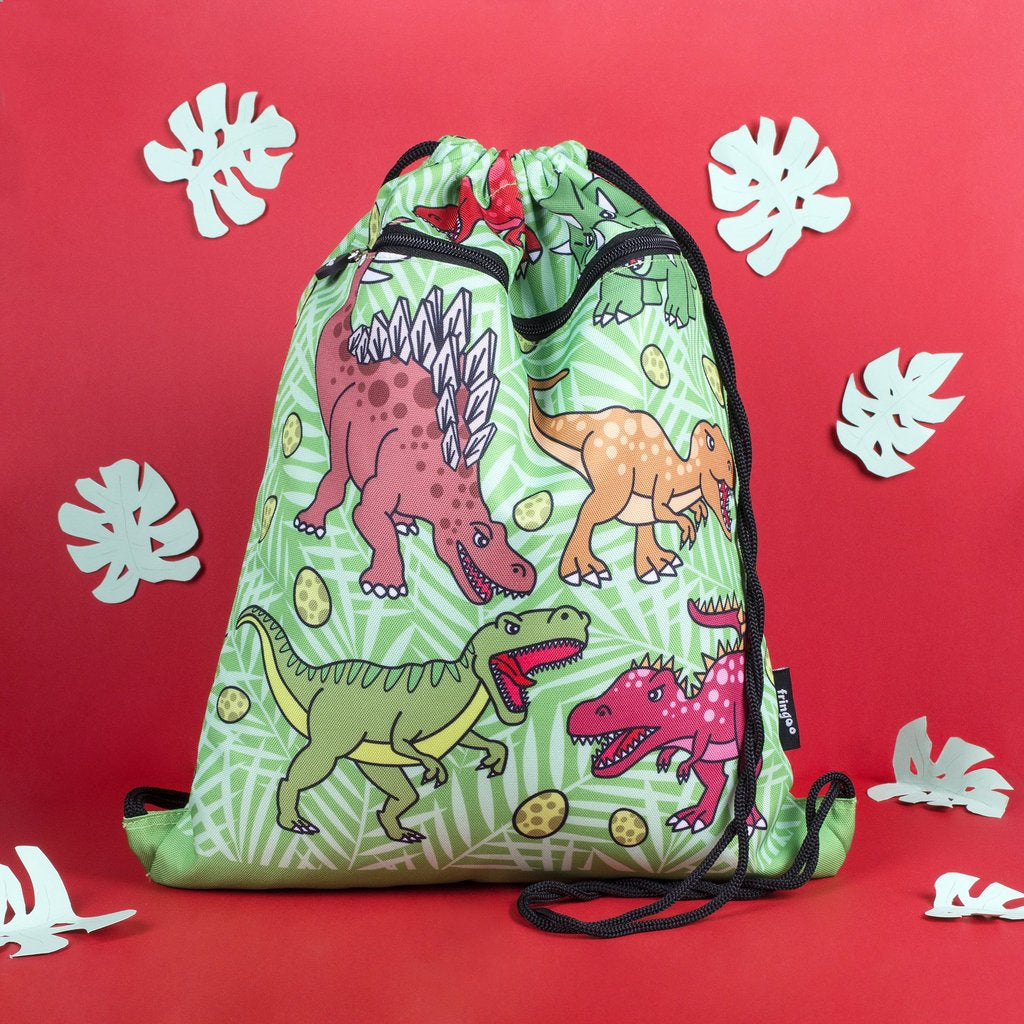 Dino print drawstring bag