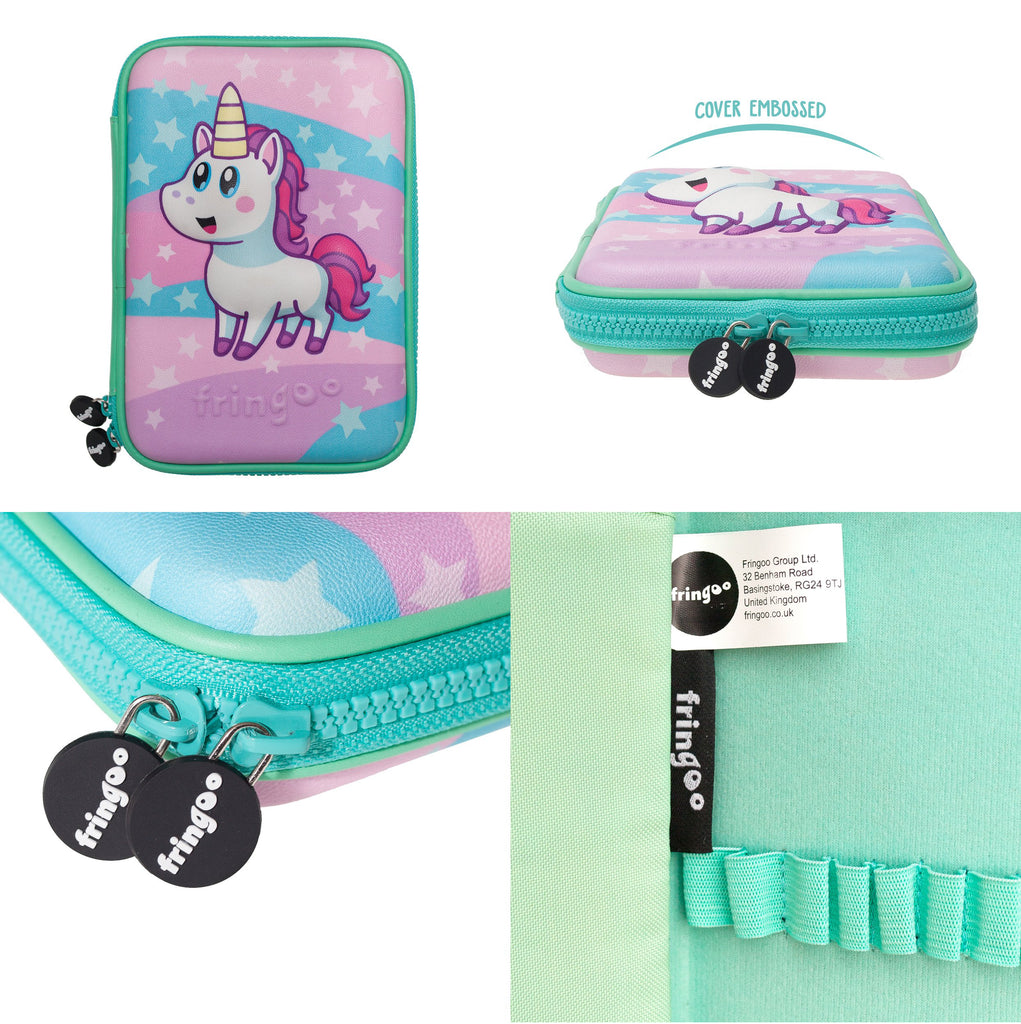 Hardtop Pencil Case - Pink & Turquoise Unicorn Star – Fringoo
