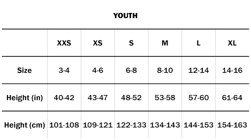 Polarmax Youth Size Chart