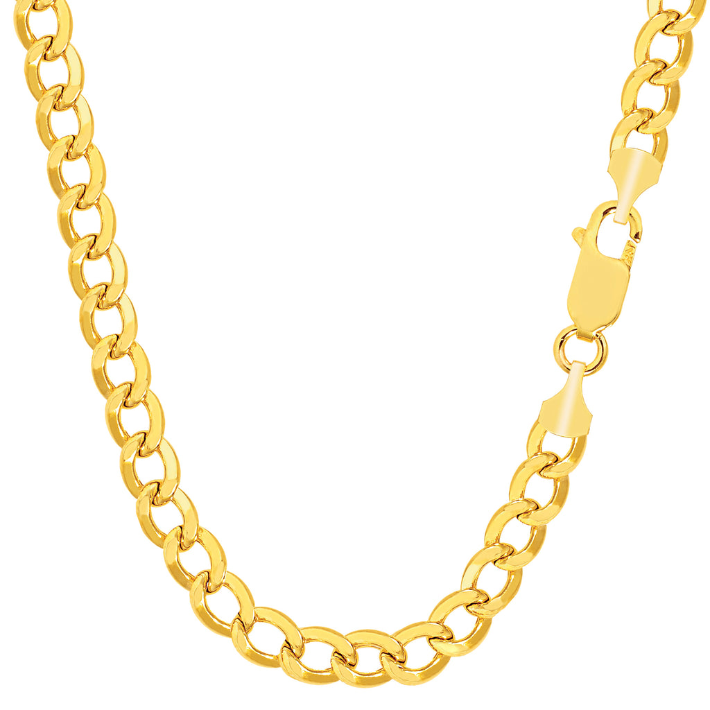 10k Yellow Gold Curb Hollow Chain Necklace, 5.3mm – JewelryAffairs