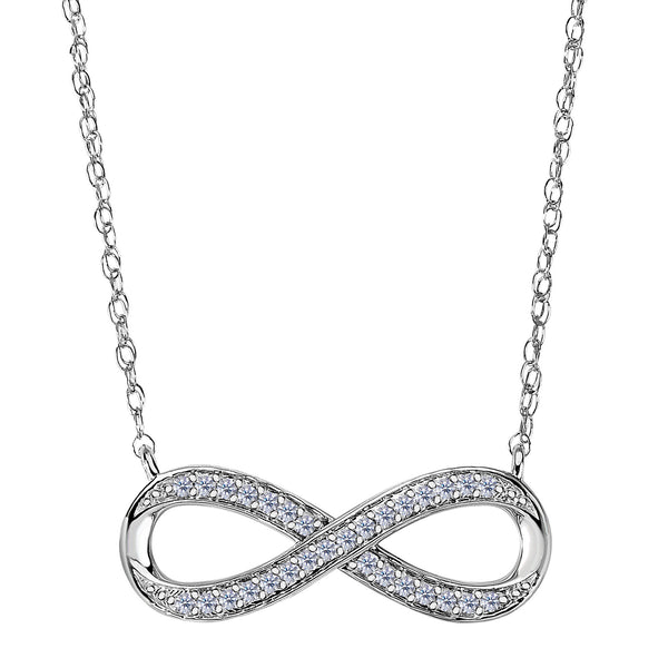 14K White Gold With 0.10 Ct Diamonds Infinity Necklace - 18 Inches ...