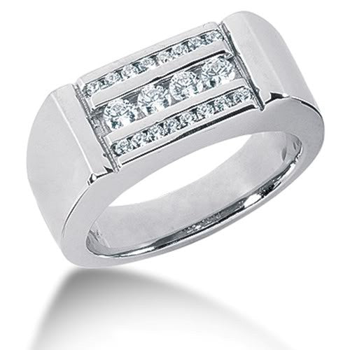 Round Brilliant Diamond Mens Ring in 14k white gold (0.56cttw, F-G Col ...