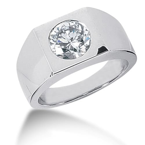 Round Brilliant Diamond Mens Ring in 14k white gold (0.25cttw, F-G Col ...