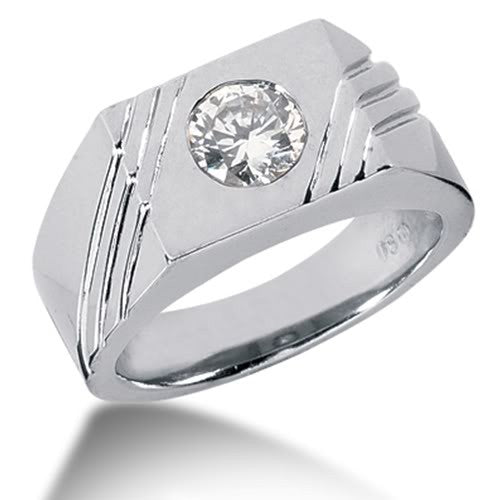 Round Brilliant Diamond Mens Ring in 14k white gold (0.25cttw, F-G Col ...