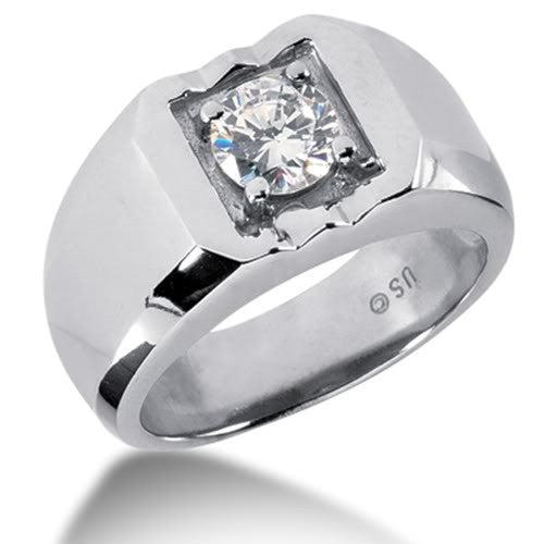 Round Brilliant Diamond Mens Ring in 14k white gold (0.25cttw, F-G Col ...