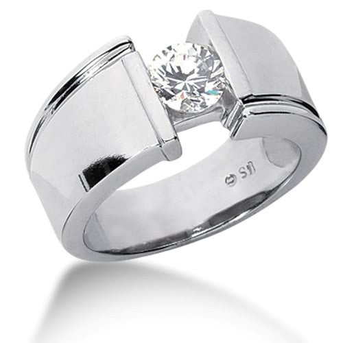 Round Brilliant Diamond Mens Ring in 14k white gold (0.25cttw, F-G Color, SI2 Clarity)