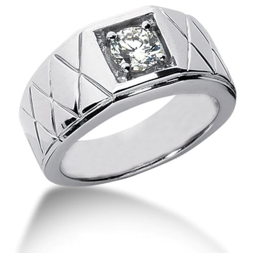 Round Brilliant Diamond Mens Ring in 14k white gold (0.25cttw, F-G Col ...