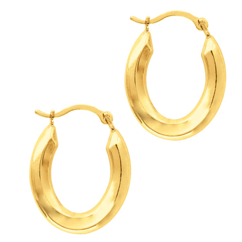 14K Yellow Gold Round Type Twisted Hoop Earrings, Diameter 24mm ...