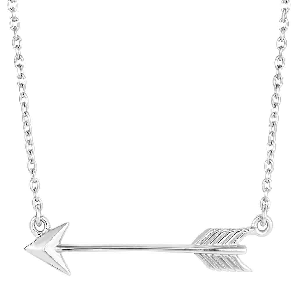 Sterling Silver Sideways Arrow Necklace, 18