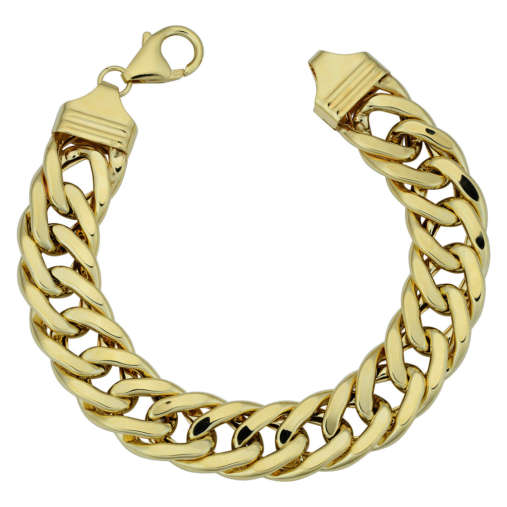14k Yellow Gold Semi Solid Curb Chain Bracelet, 7.5