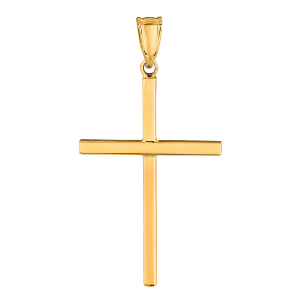 14k Yellow Gold Shiny Square Tube Style Cross Pendant – JewelryAffairs