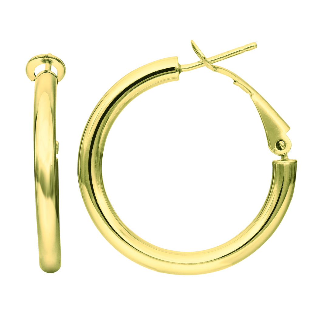 14K Gold Omega Back Hoop Earring 