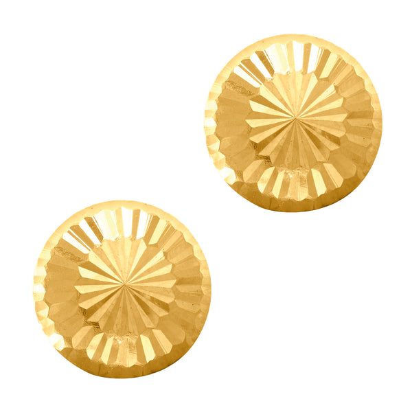 14k Gold Shiny Diamond Cut Round Stud Earrings, 7mm – JewelryAffairs