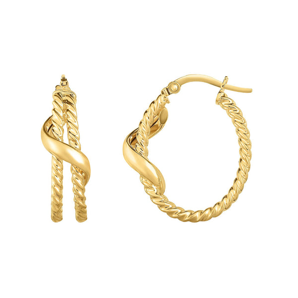 14K Gold Yellow Finish Oval Hoop Earrings – JewelryAffairs