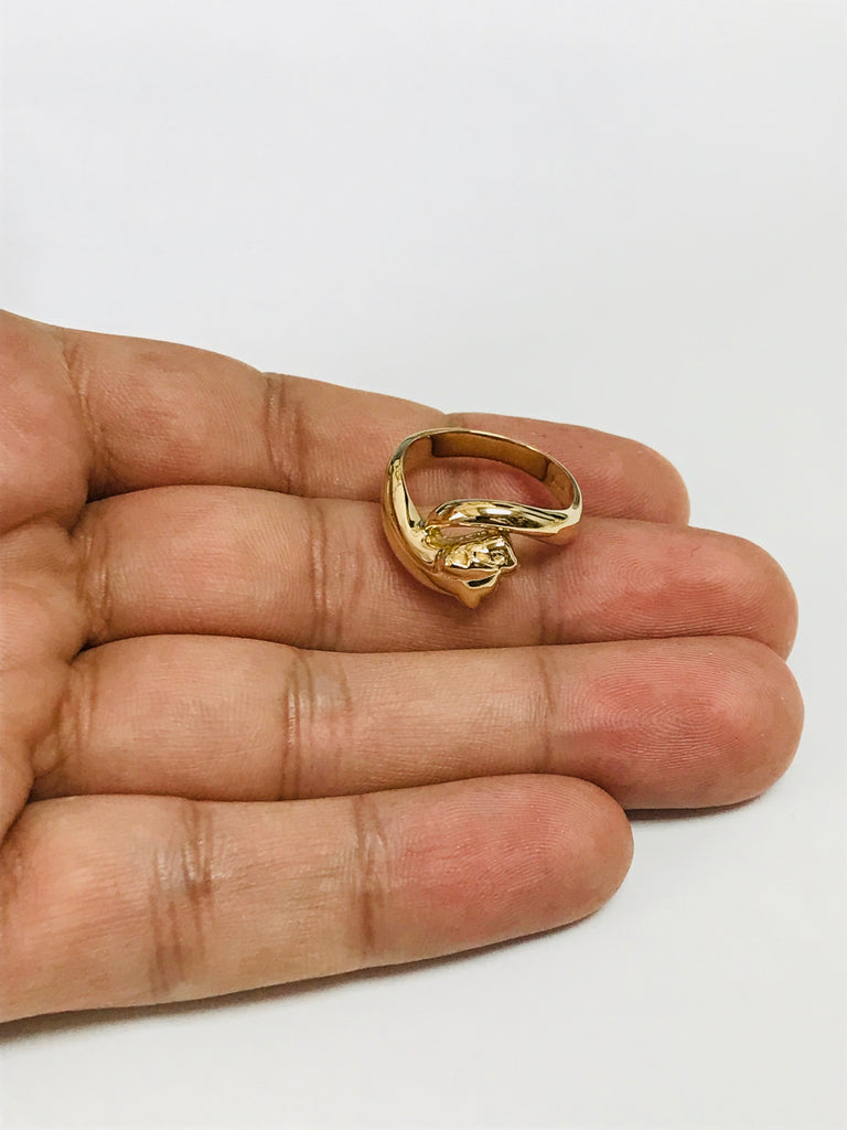 14k Yellow Gold Panther Signet Womens Ring, 7 – JewelryAffairs