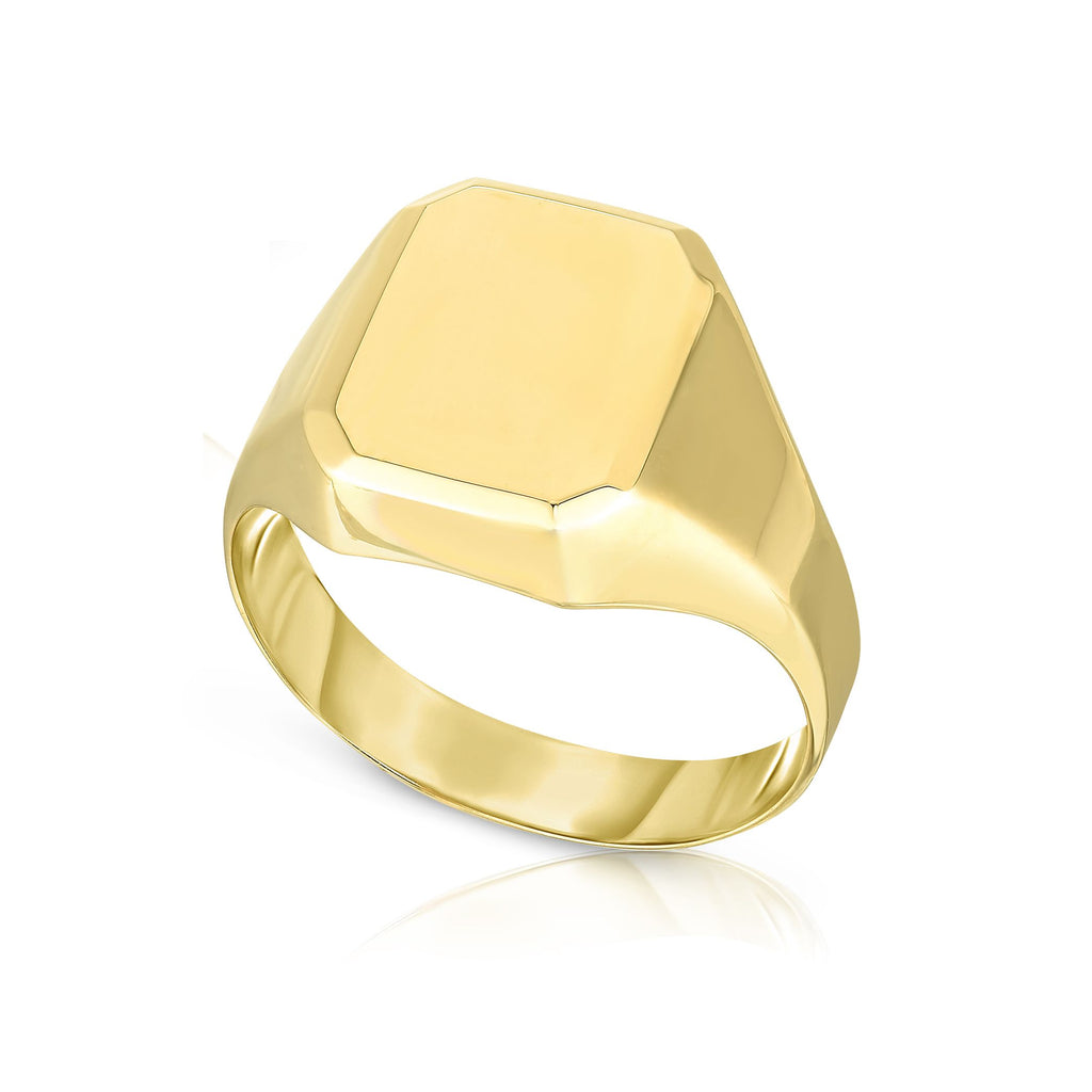14k Yellow Gold Rectangle Disc Signet Womens Ring, 7 – JewelryAffairs