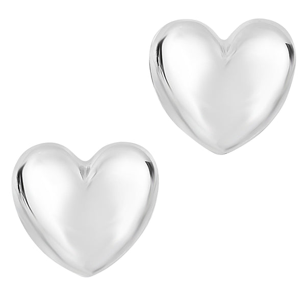 14k Gold Shiny Puff Heart Shape Stud Earrings, 10 x 11mm – JewelryAffairs