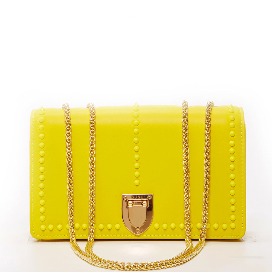 yellow leather purse handbag