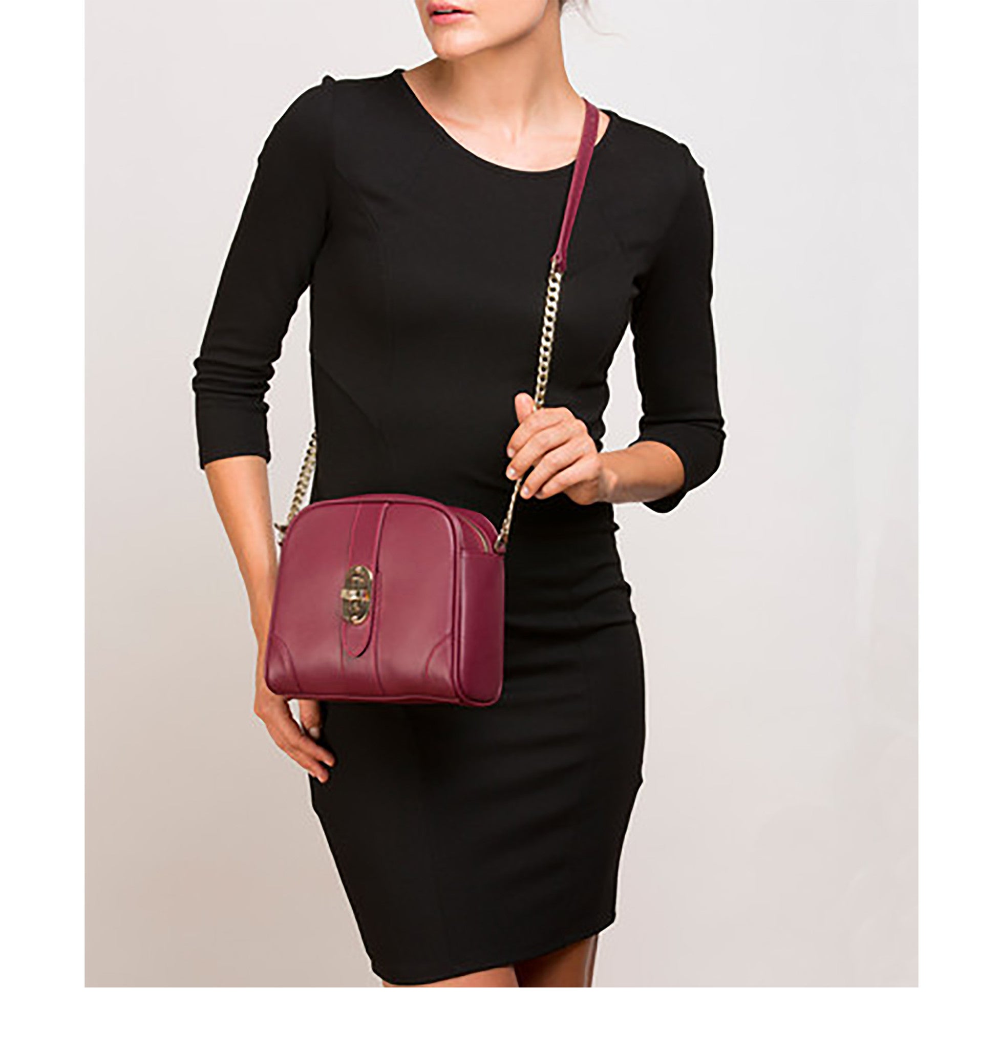 BAXTER SMALL<br/> <font size="2"> BURGUNDY LEATHER CROSSBODY</font>