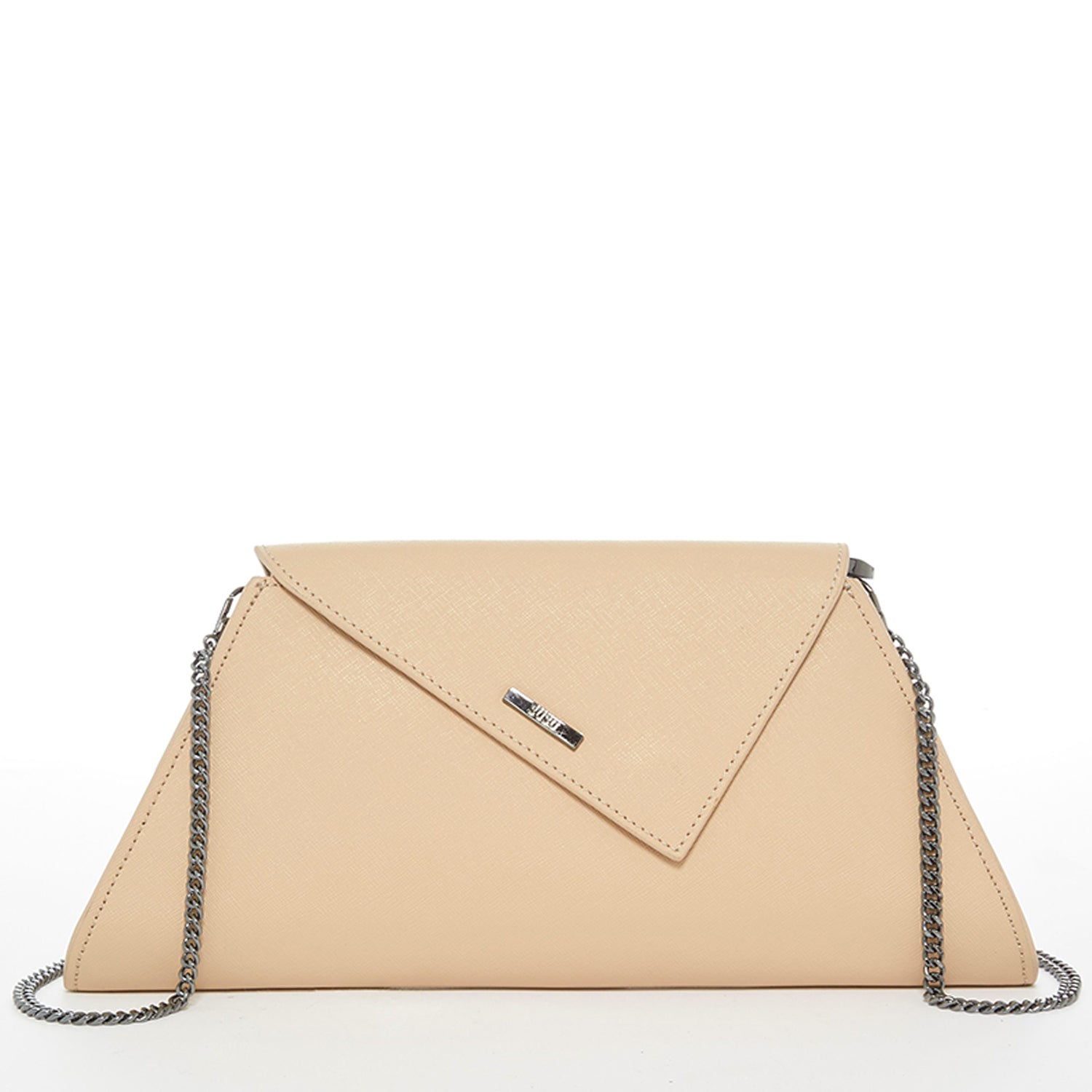 beige leather clutch bag