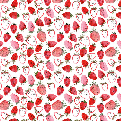 Cute Watercolor Strawberry Pattern Printed Backdrop - 15358