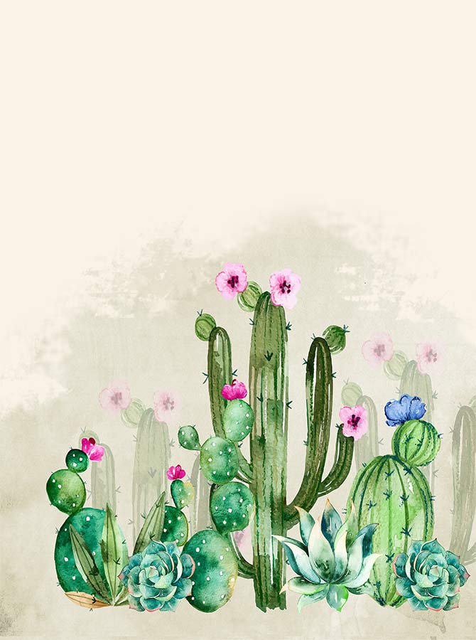 Printed Watercolor Cactus Desert Grunge Backdrop - 6363 – Backdrop Outlet