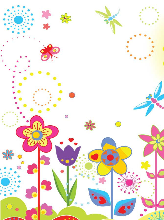 Printed Whimsical Flowers Backdrop 15 Backdrop Outlet