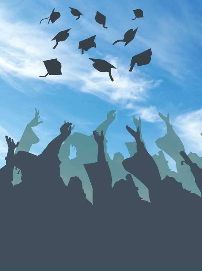 Graduation Hat Toss To The Sky Backdrop - 6136