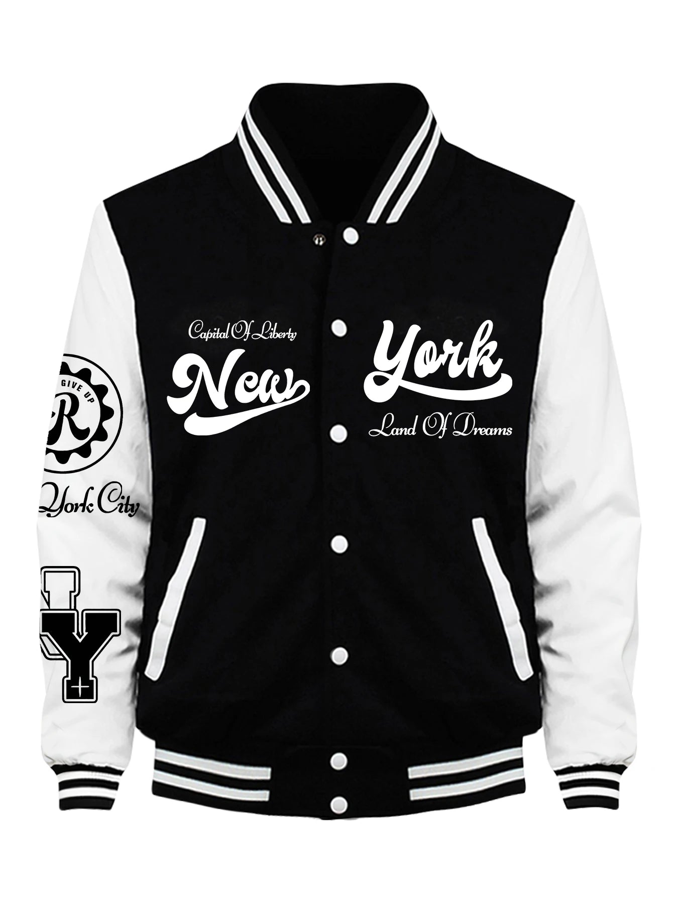 New York Land Of Dreams Capital Of Liberly Baseball Jersey Men Retro Soft Coat Trendy American Jacket